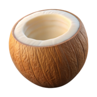3D Render of a Coconut Half-Shell with Milk png