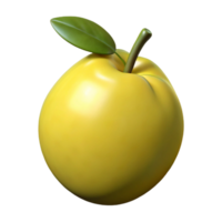 3D Render of a Yellow Fruit with Leaf png