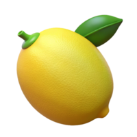 3D Render of a Yellow Lemon with Leaf png