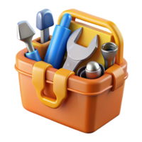 3D Render Orange Toolbox with Tools Illustration png
