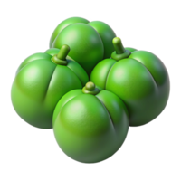 3d render verde frutas grupo png