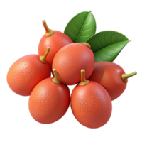 3D Render of Orange Fruits with Leaves png