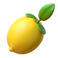 3D Lemon Render with Leaves png