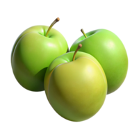3d render verde maçãs png