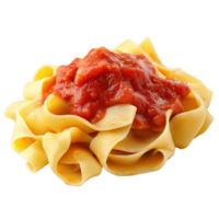 Delicious fettuccine pasta topped with rich tomato sauce, perfect for any meal. png