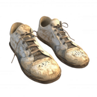 Worn-out sneakers reflecting a journey of adventures and experiences. png