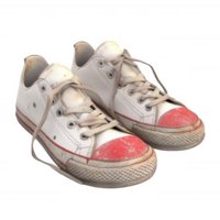 Worn-out sneakers with a vintage look, perfect for a casual lifestyle theme. png