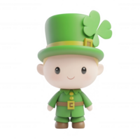 Cute cartoon leprechaun with a green hat and shamrock, perfect for festive designs. png