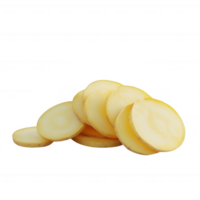 Fresh yellow potato slices arranged neatly on a white background. png