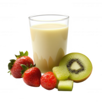 Refreshing smoothie with strawberries, kiwi, and melon in a glass. png