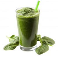 Fresh green smoothie made with spinach, nutritious and refreshing beverage. png