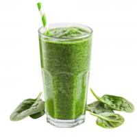 Fresh and nutritious green smoothie made with spinach and served in a tall glass. png