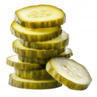 Stack of fresh, crunchy cucumber slices showcasing vibrant green color and texture. png