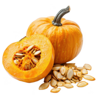 Fresh pumpkin with seeds, perfect for healthy dishes and autumn recipes. png