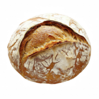 Freshly baked artisan bread with a golden crust and soft interior texture. png
