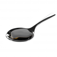 A sleek, shiny silver spoon placed elegantly on a plain background. png