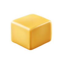 A close-up of a shiny, yellow, rectangular block of butter on a white background. png