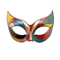 A vibrant masquerade mask featuring colorful patterns and a unique design. png