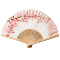 Beautiful fan adorned with cherry blossom prints, symbolizing grace and elegance. png