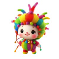 A colorful and playful plush clown doll with a vibrant, cheerful design. png