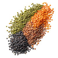 A vibrant assortment of lentils showcasing various colors and textures for culinary use. png