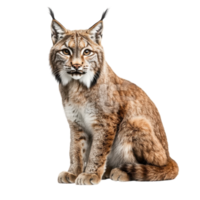 Portrait of a Sitting Lynx Isolated on White Background on transparent background png