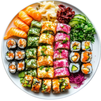 Vegan Sushi Platter for Healthy Eating and Culinary Inspiration on transparent background png
