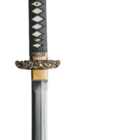 Authentic Samurai Sword with Intricate Design and Handle on transparent background png