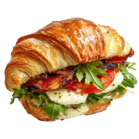 Savory Croissant Sandwich Perfect for Breakfast or Brunch on transparent background png