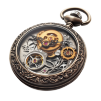 Intricate Steampunk Pocket Watch with Gears and Cogs Design on transparent background png