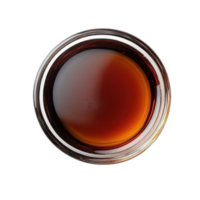 Top View Clear Glass Bowl of Maple Syrup for Recipes and Culinary Use on transparent background png