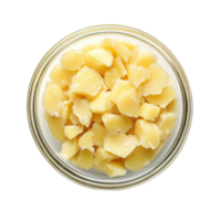 Clear Glass Bowl of Ginger for Cooking and Garnishing on transparent background png