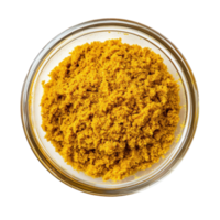 Top View of Clear Glass Bowl Filled with Curry Paste for Culinary Uses on transparent background png
