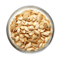 Top View of Clear Glass Bowl Filled with Pumpkin Seeds for Healthy Snacking on transparent background png