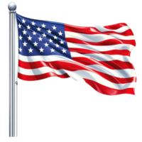 US Flag Fluttering on Flagpole Against Clear Sky on transparent background png