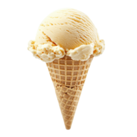 Delicious Vanilla Ice Cream Cone Isolated on White Background for Dessert Promotion on transparent background png