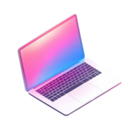 White Laptop Isometric Rendering for Modern Tech Design on transparent background png