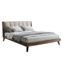 Comfortable Bed in Modern Bedroom Setting on Transparent Background png