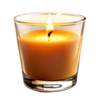 Serene Atmosphere with a Glowing Candle in a Glass Holder on Transparent Background png
