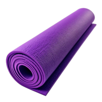 A Rolled Up Purple Yoga Mat on a White Background for Wellness and Fitness Promotion on Transparent Background png
