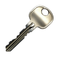 glänzend Metall Schlüssel mit einfach Design zum entsperren Mechanismen auf transparent Hintergrund png
