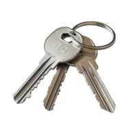 Silver Keyring with House Keys for Real Estate and Home Security Concepts on Transparent Background png