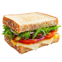 Delicious Sandwich on a Wooden Table Ready for a Snack on Transparent Background png