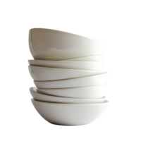 Stacked White Ceramic Bowls for Kitchen Decor and Culinary Use on Transparent Background png
