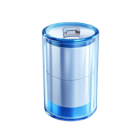 Battery Glass Icon Render Isolated on White Background for Energy Concepts on Transparent Background png