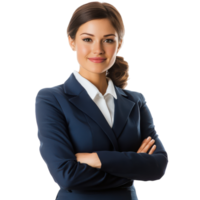 Elegant Flight Attendant in Uniform Against White Background on Transparent Background png