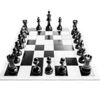 Black and White Chessboard Setup for Strategic Games on Transparent Background png