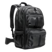Versatile Black Laptop Backpack with Multiple Compartments for Work and Travel on Transparent Background png