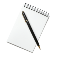 Minimalist Blank Notepad with Pen for Note Taking on Transparent Background png