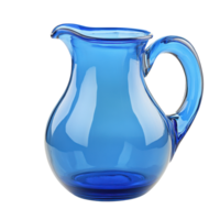 Elegant Blue Glass Pitcher with Water for Refreshing Beverages on Transparent Background png
